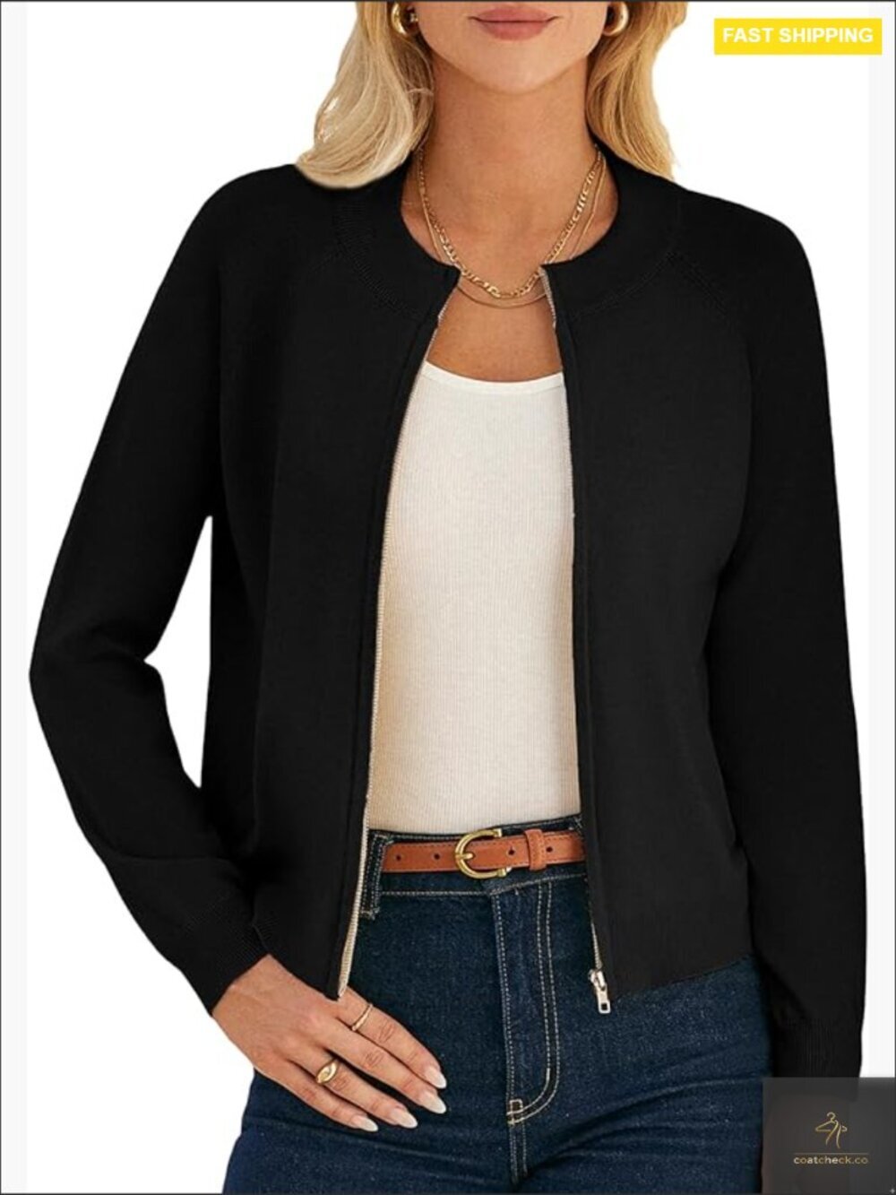 Lightweight Zip Up Cardigan Sweater Knitted Relaxed Fit Chic Casual Spring
